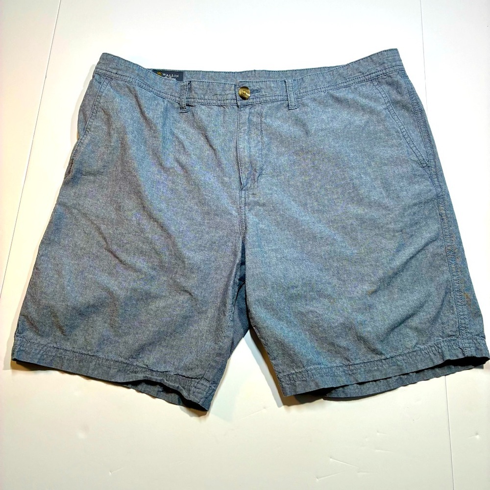 Wallin & Bros Chambray Shorts Mens 40 X 8.5”Blue 100% Cotton Classic Preppy